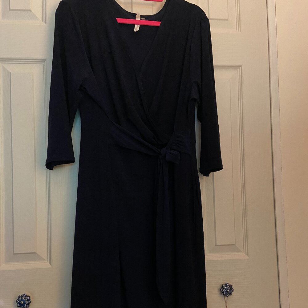 2x, dress, wrap around, dark navy blue, excellent condition
